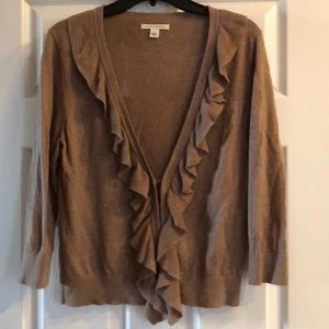 Cardigan sweater with ruffle detailing